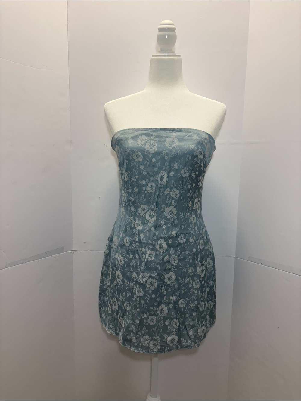 Princess Polly Blue Floral Strapless Mini Dress Size 8 Corset Y2K Cottagecore